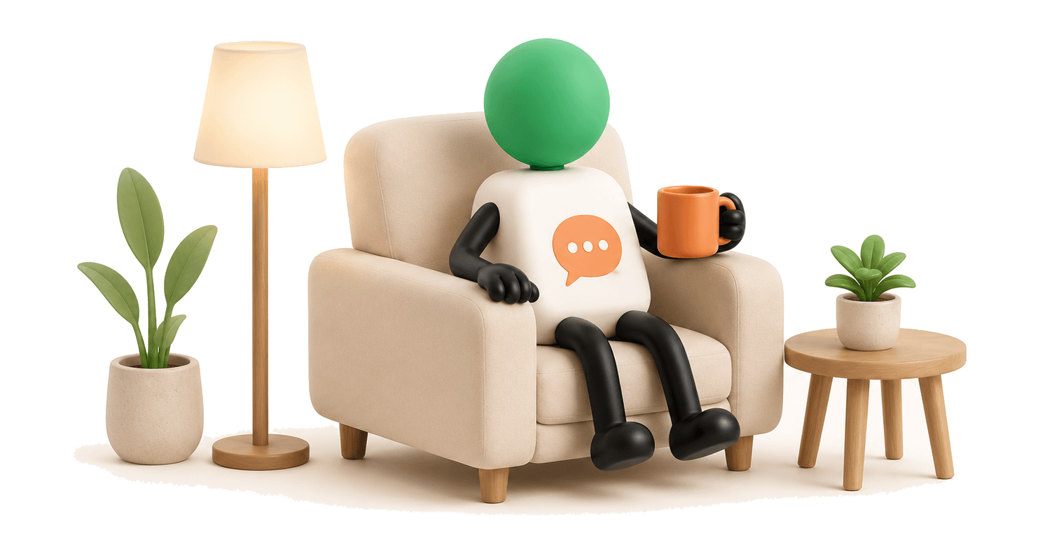Operator Companion sitting in a warm lounge workspace